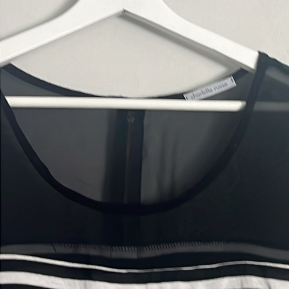 Charlotte Russe - black and white stripe top size S mesh nude sheer - Picture 4 of 4